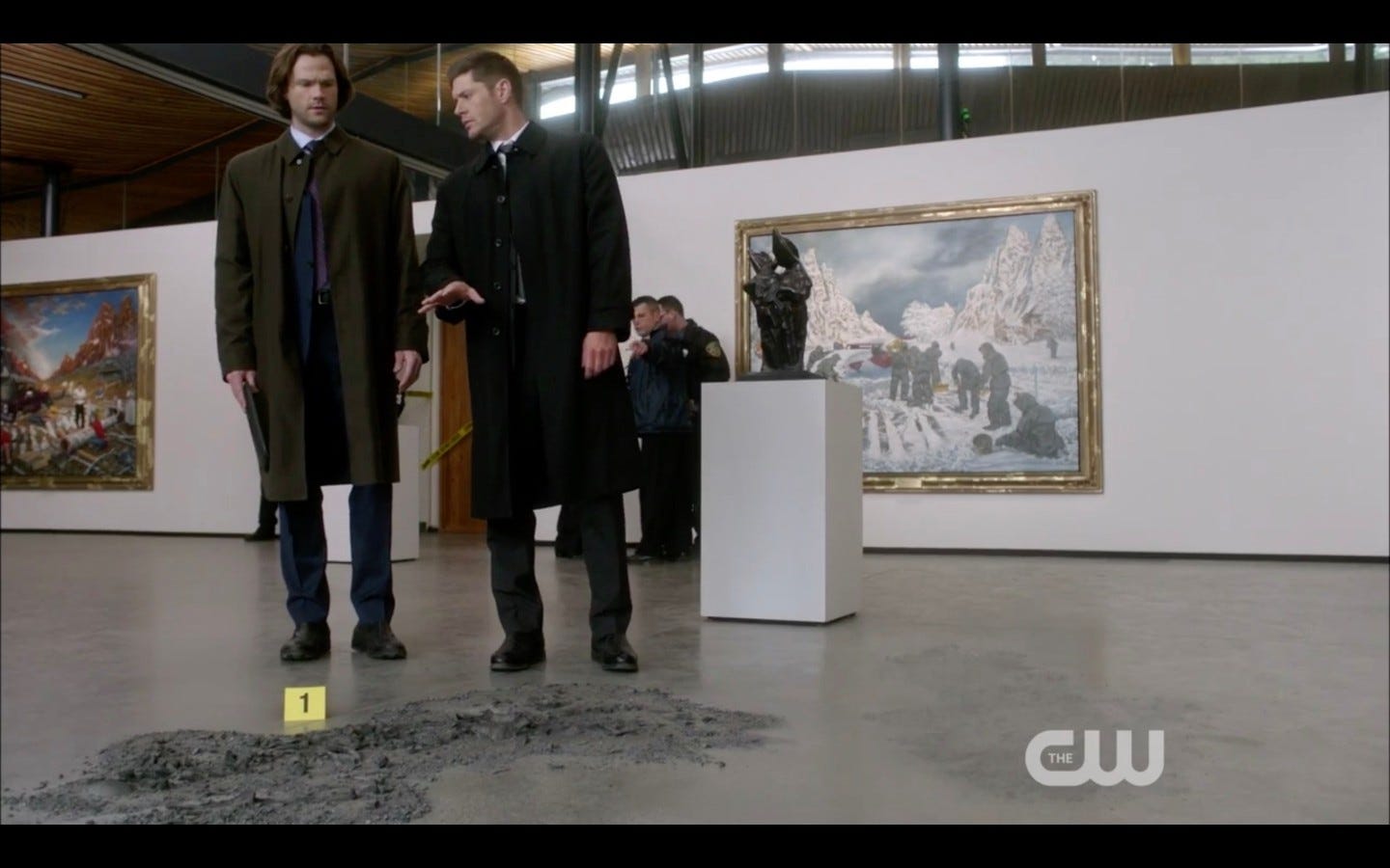 dean sam winchester at gallery waiting for rowena funeralia