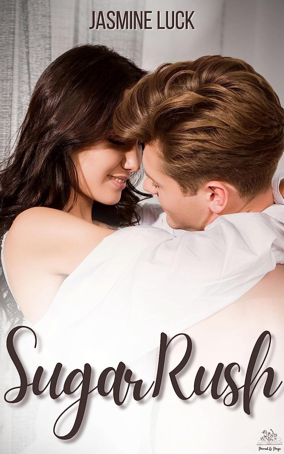 Book cover of Sugar Rush by Jasmine Luck, showing an embracing couple.