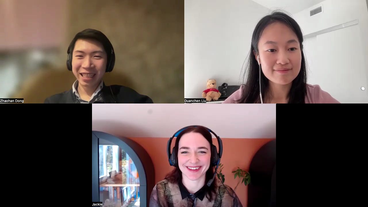 Duanchen and Zhaohan from AI Venture Pulse sit down with Jackie from LocalBy for a podcast.