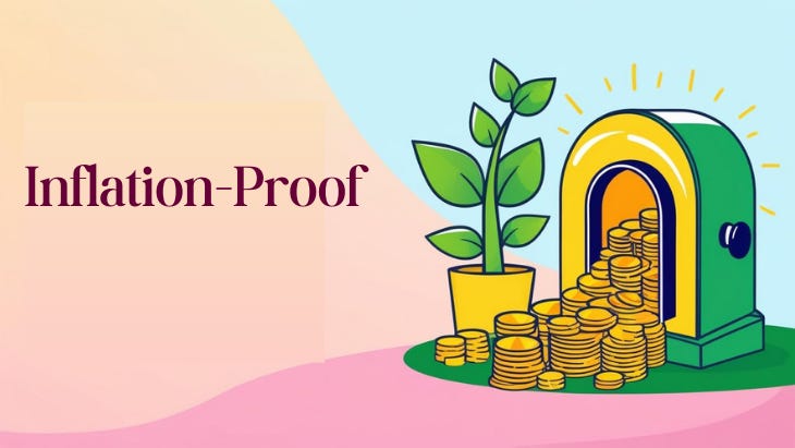 Inflation-proof. Money with a young plant on a pink and blue background