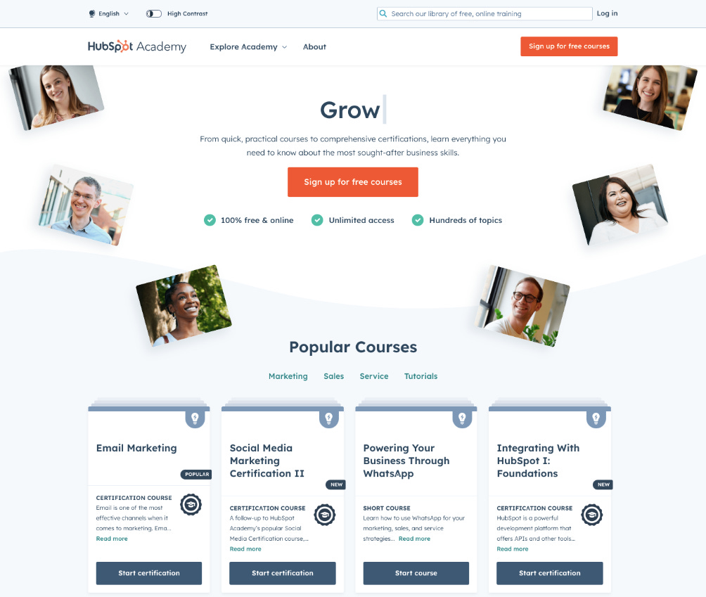 (Khoá học marketing miễn phí trên Hubspot)