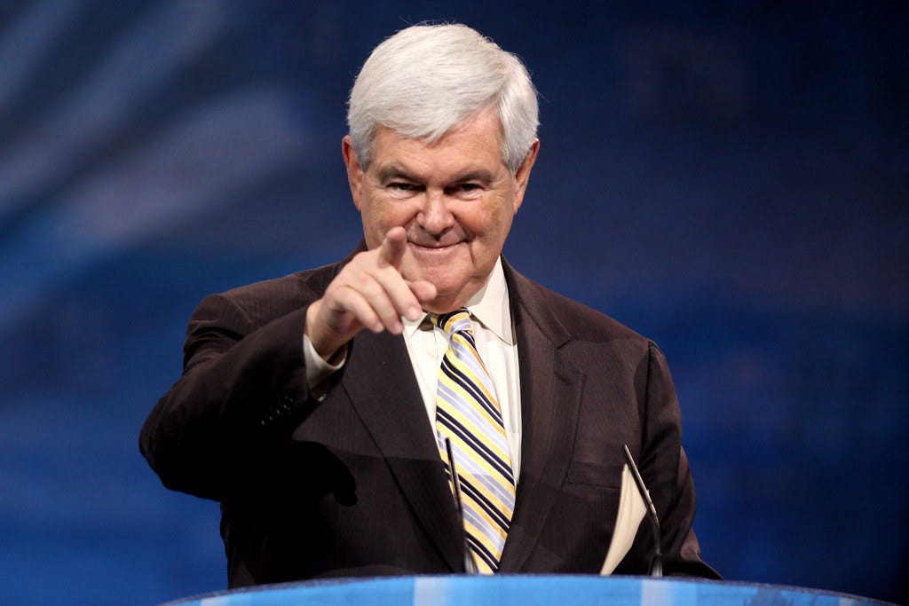 Creepy pointing Newt Gingrich