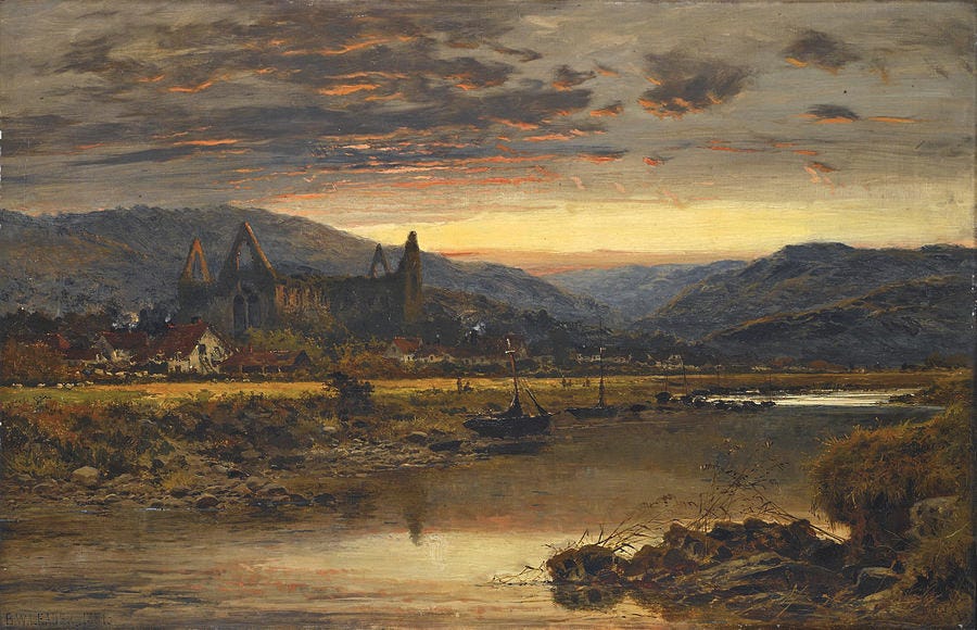 Benjamin Williams Leader, sunset over the Abbey, 1889