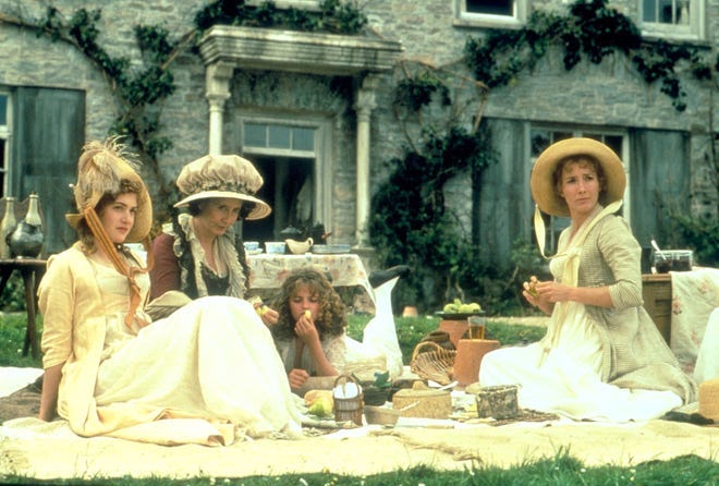 On the set of the film "Sense and Sensibility", in Great Britain in 1995.