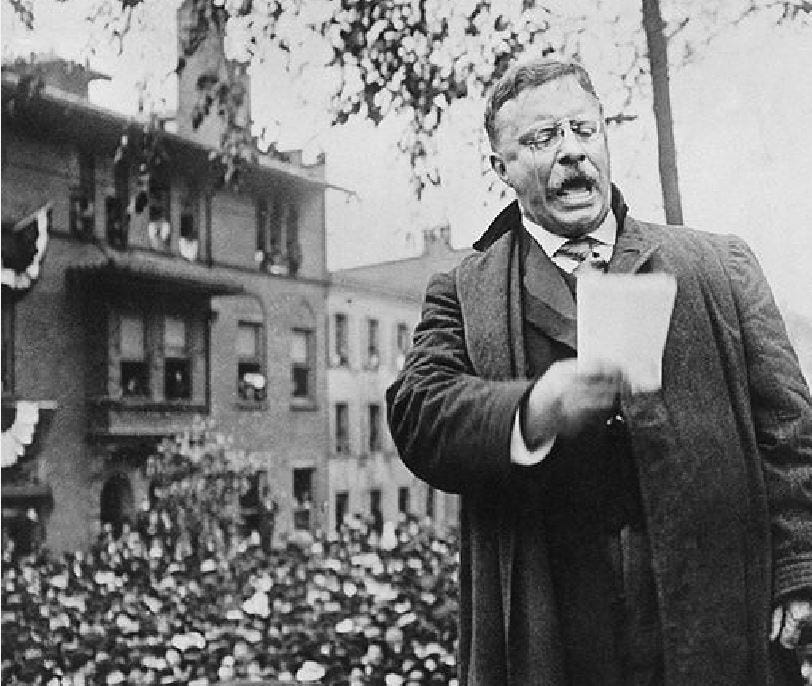 Roosevelt gives a speech in 1912.