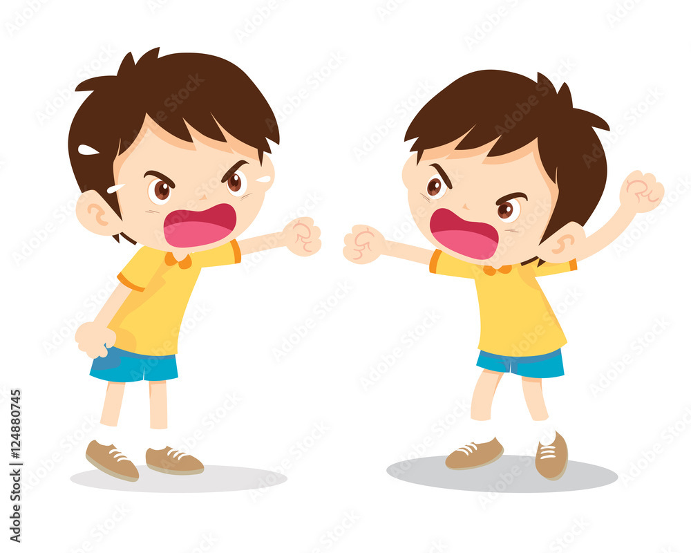 Little angry boy shouting various actions on white background cartoon  vector illustration. Stock Vector | Adobe Stock