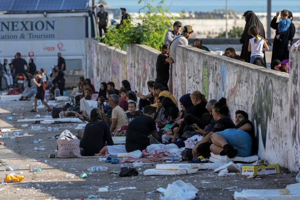 Families were forced out of their homes after being displaced by the airstrikes