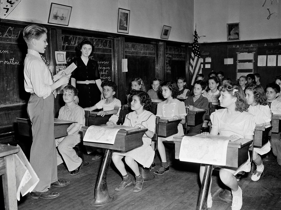 On D-Day, older students at a school in Chicago, Illinois, heard broadcasts, rewrote them for primary students, and reported to classrooms throughout the school.