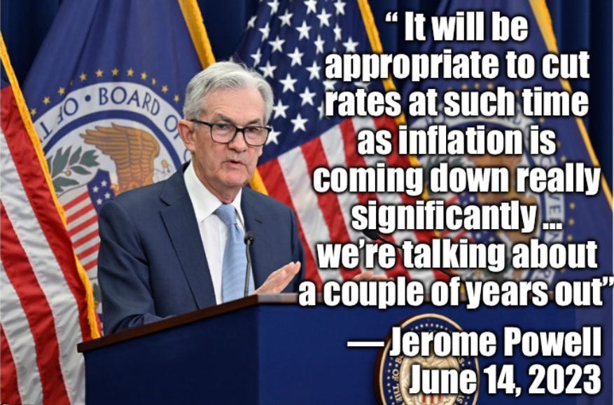 Jerome Powell with quote about interest rate cuts