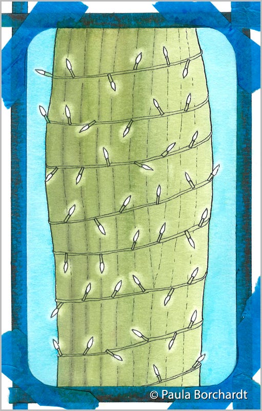 Enlightened Saguaro, Step 3 (pen & watercolor)