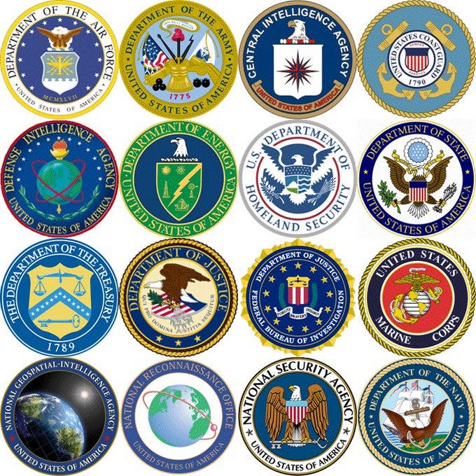 Graphic of various US defense and intelligence agencies logos