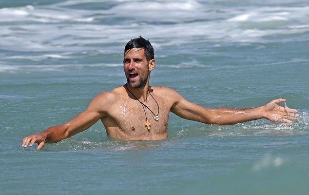 novak djokovic water sports action