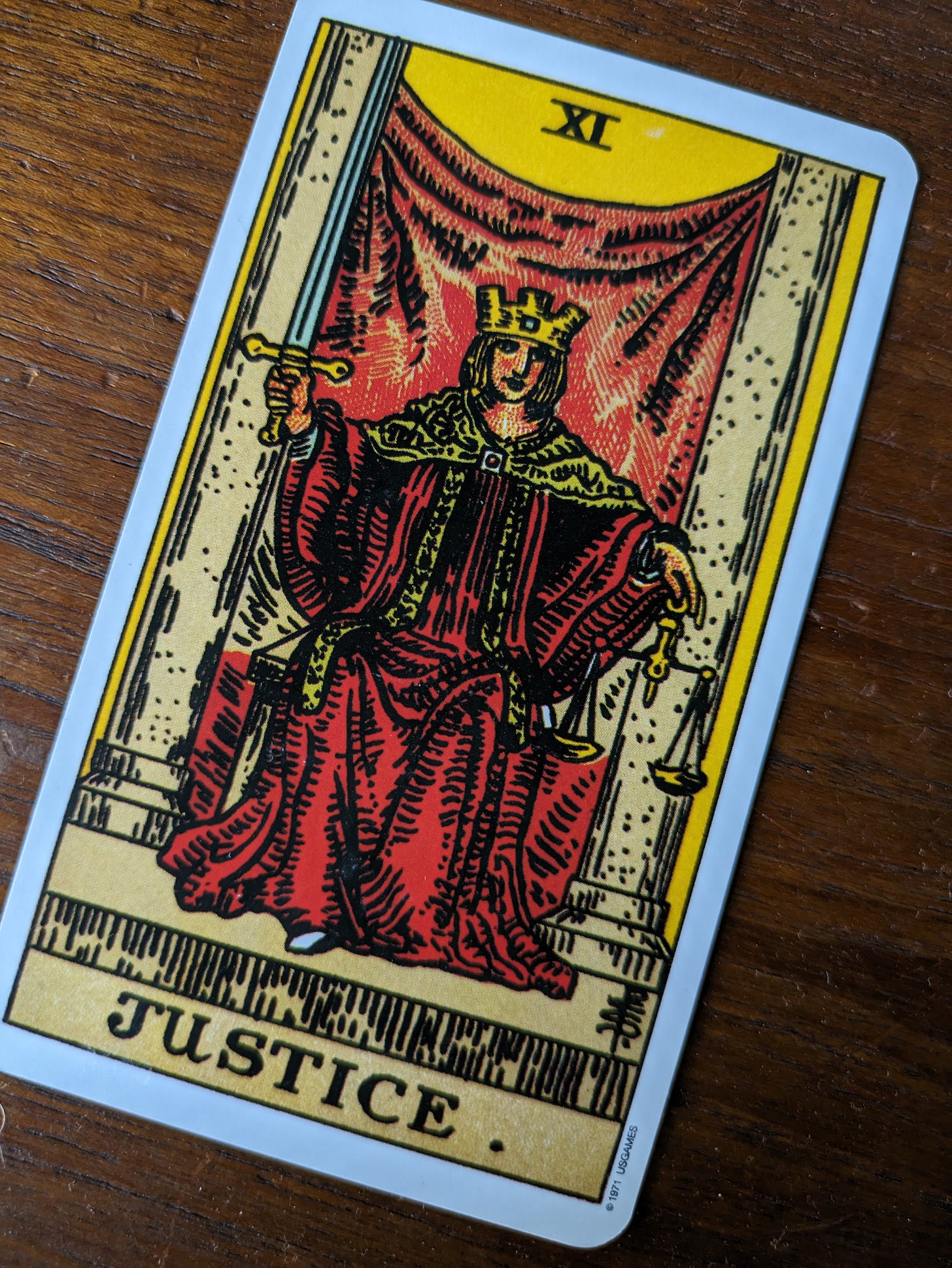 Photo of Scott's Justice Tarot card