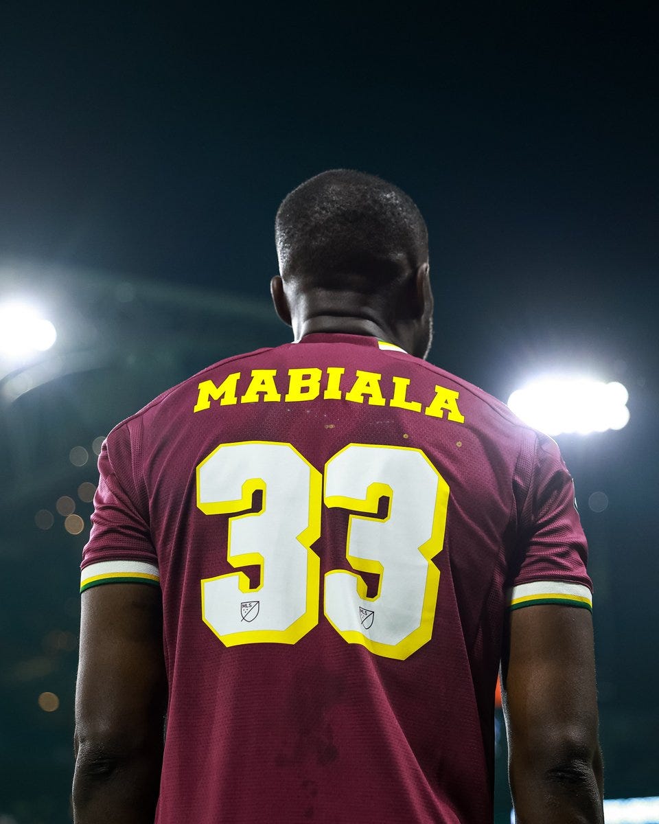 Larrys Mabiala subs in for his final match in Timbers colors