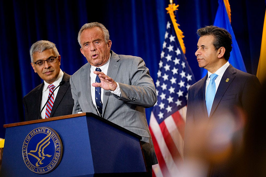 NIH Director Jay Bhattacharya, HHS Secretary Robert F. Kennedy, Jr. and FDA Commissioner Martin Makary