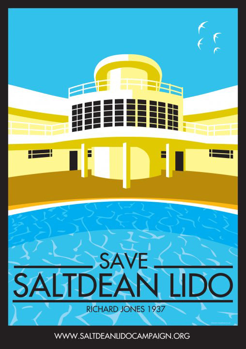 Illustrated poster for Save Saltdean Lido Campaign