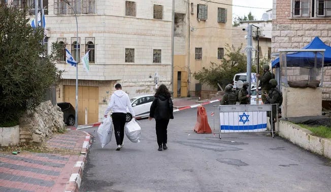 An IDF checkpoint in the neighborhood of Tel Rumeida in Hebron.