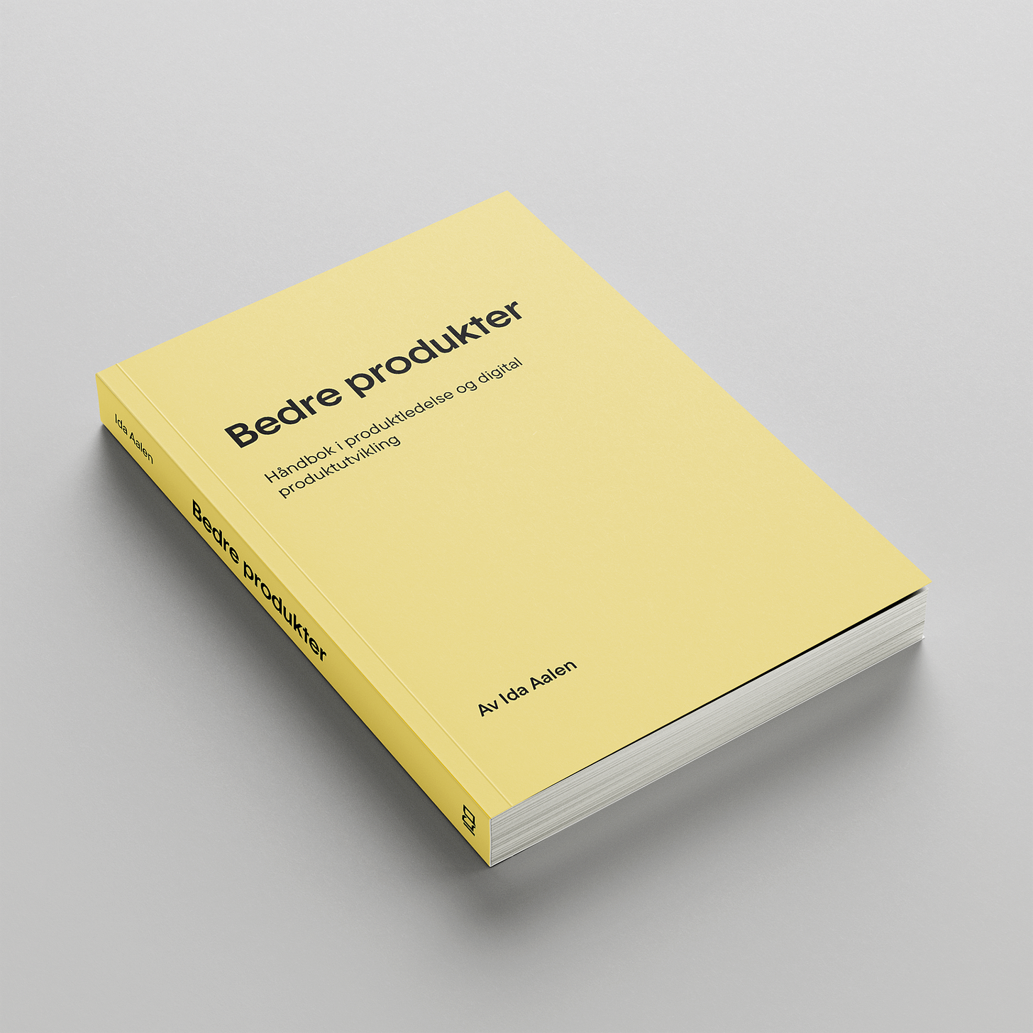 En gul bok med tittelen "Bedre produkter". 
