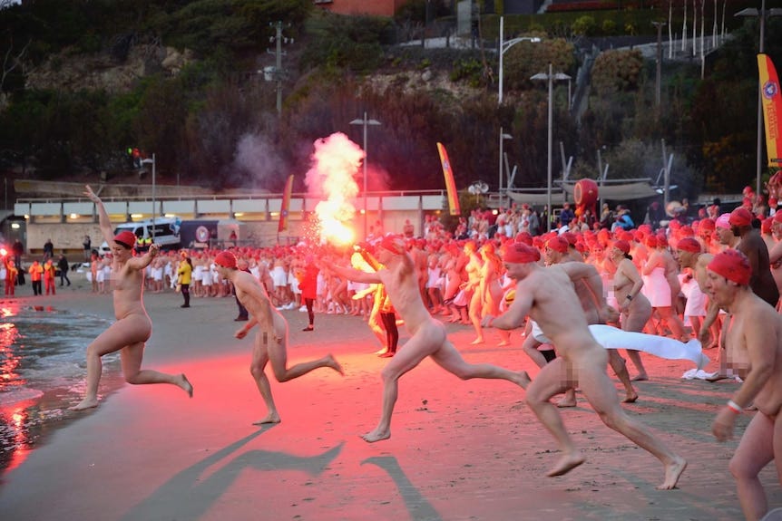 Dark Mofo nude swim 2018 begins.