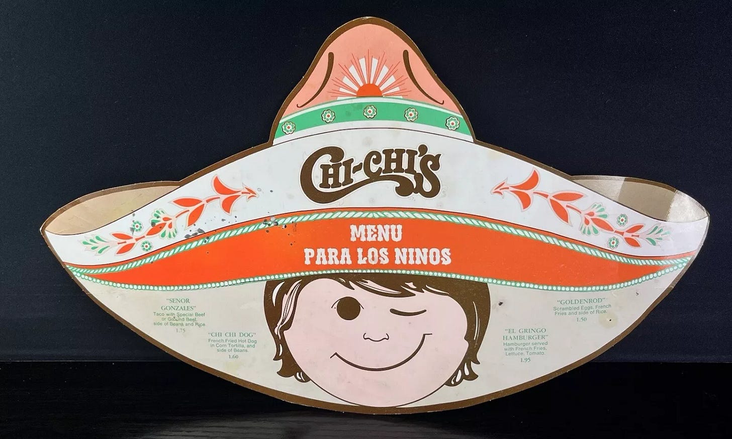 CHI-CHI'S Mexican Restaurant Kids Menu Die Cut Fold Out Hat Para Los Ninos - Picture 1 of 10