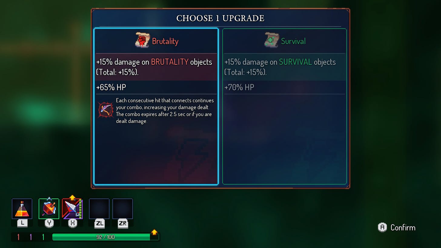 Choose one upgrade Dead Cells