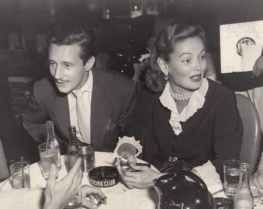 Oleg Cassini and Gene Tierney at the Stork Club.