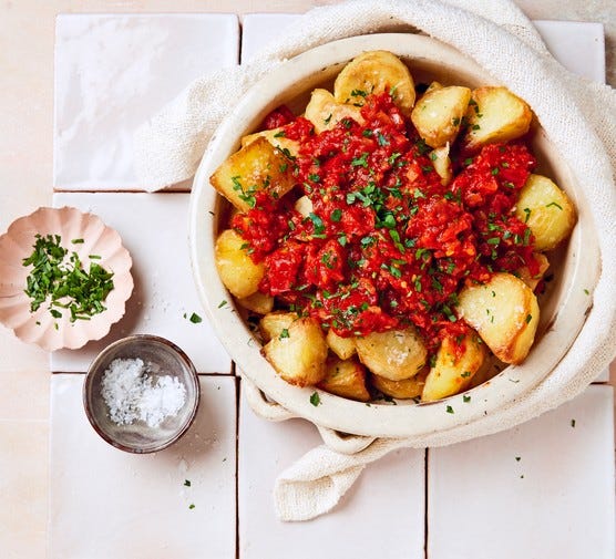 A bowl of patatas bravas