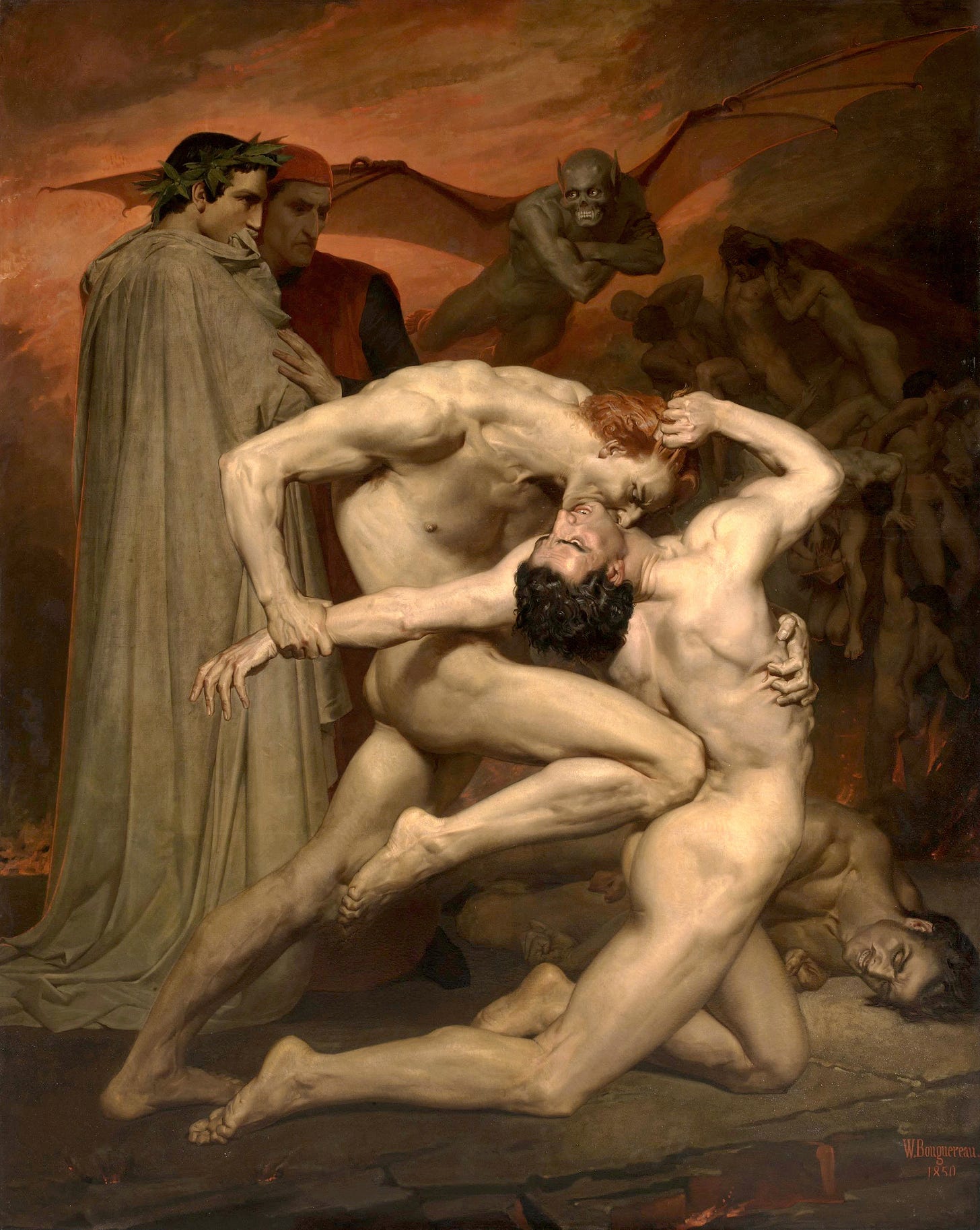 Dante and Virgil in Hell, zoomed in