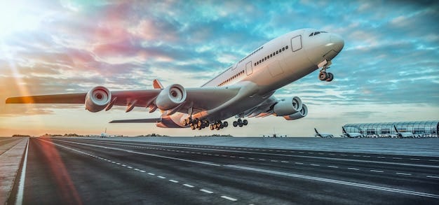 Photo airplane taking off from the airport.