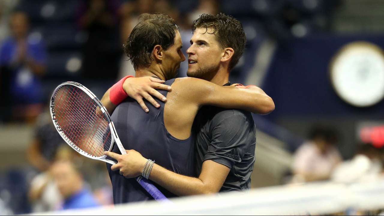 dominic thiem giving bulge support to rafael nadal at madrid open 2019