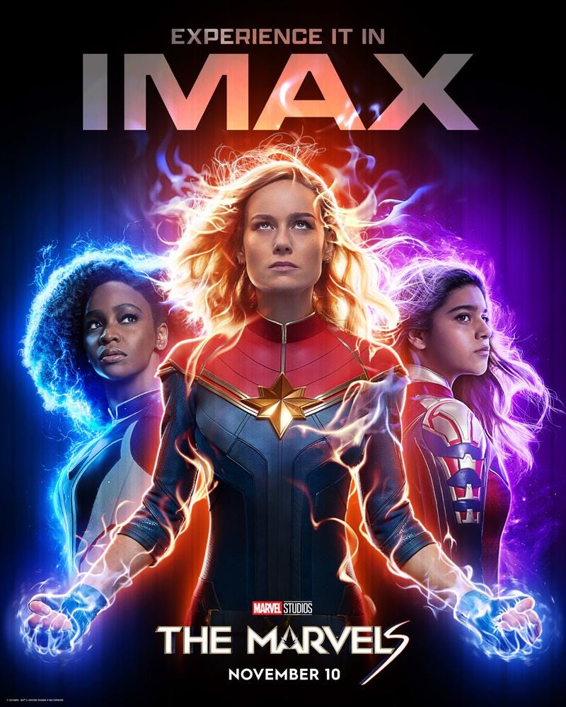 Monica Rambeau, Carol Danvers, Iman Vellani, The Marvels IMAX poster
