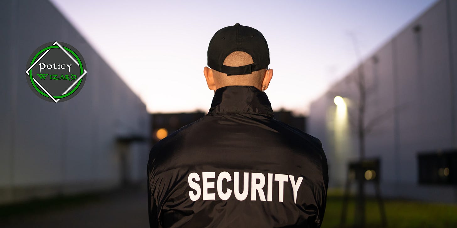 A person in a security jacket