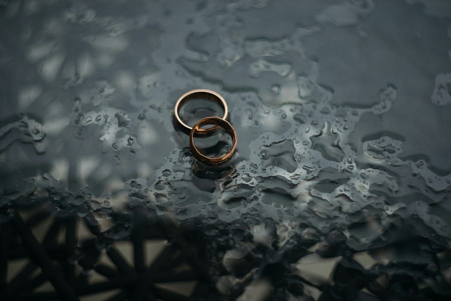 Two rings on a design floor Two rings on a design floor