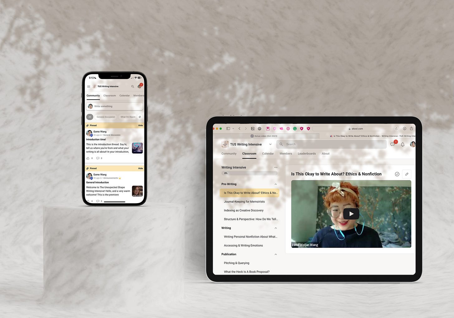 screenshots of ipad and iphone with the unexpected shape writing academy on it