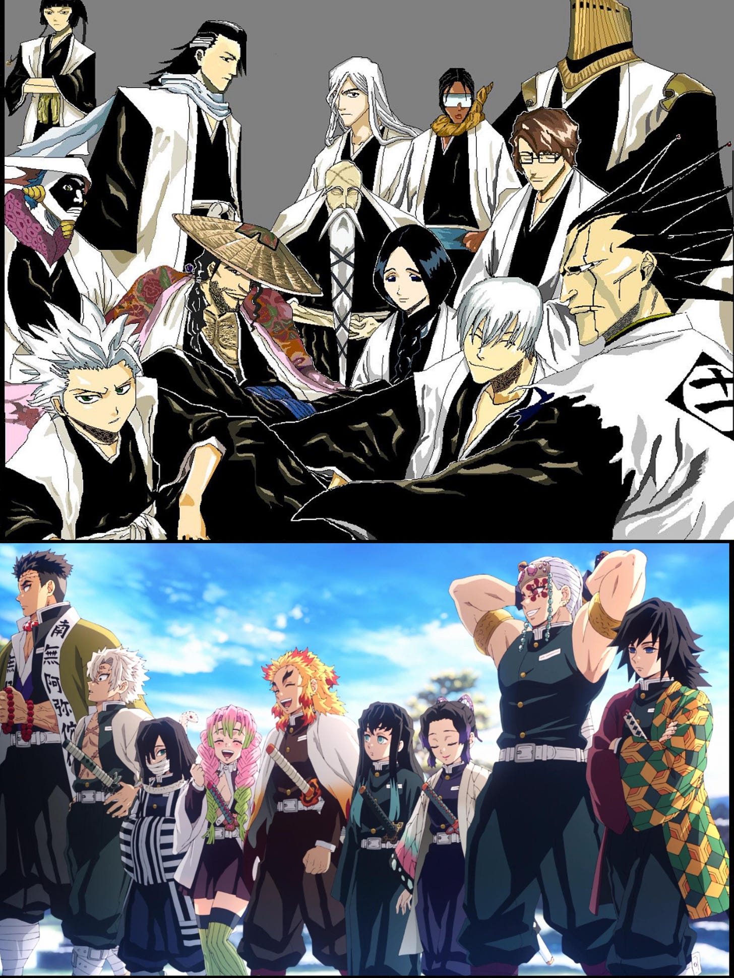 I just finished watching season 1 of Demon slayer and I gotta say the  Hashira's remind me a lot of the Gotei 13 Captains from Bleach. Or is it  just me? : r/KimetsuNoYaiba