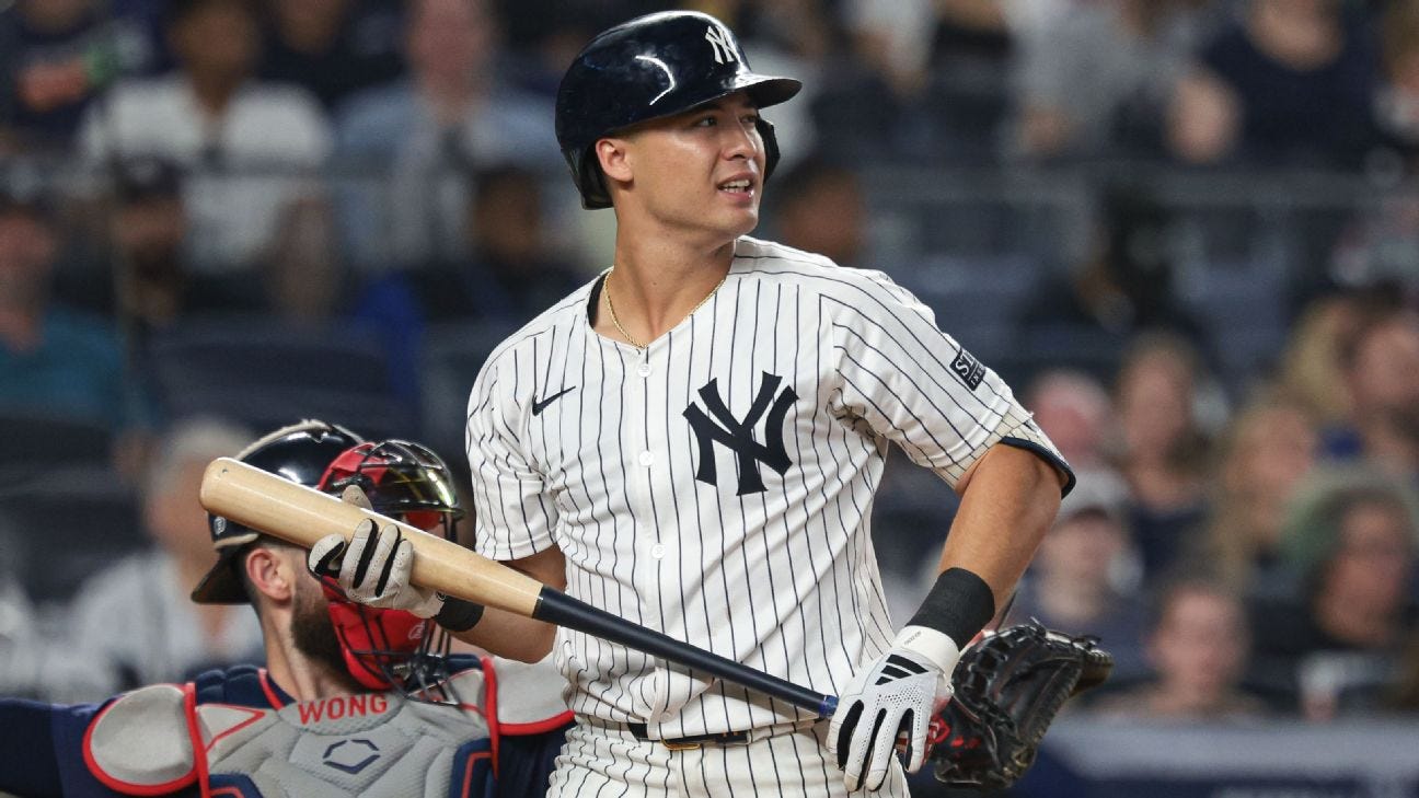 Yankees' Anthony Volpe returns, 2 days after hurting shoulder - ESPN