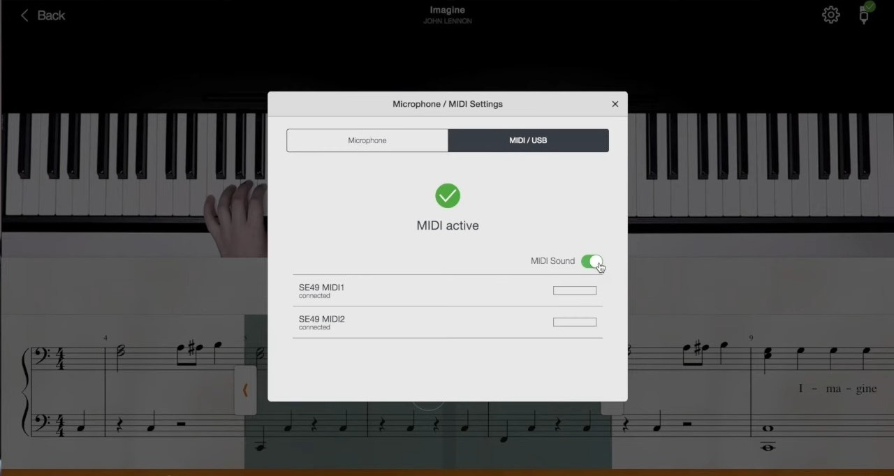 Flowkey USB/MIDI Connection