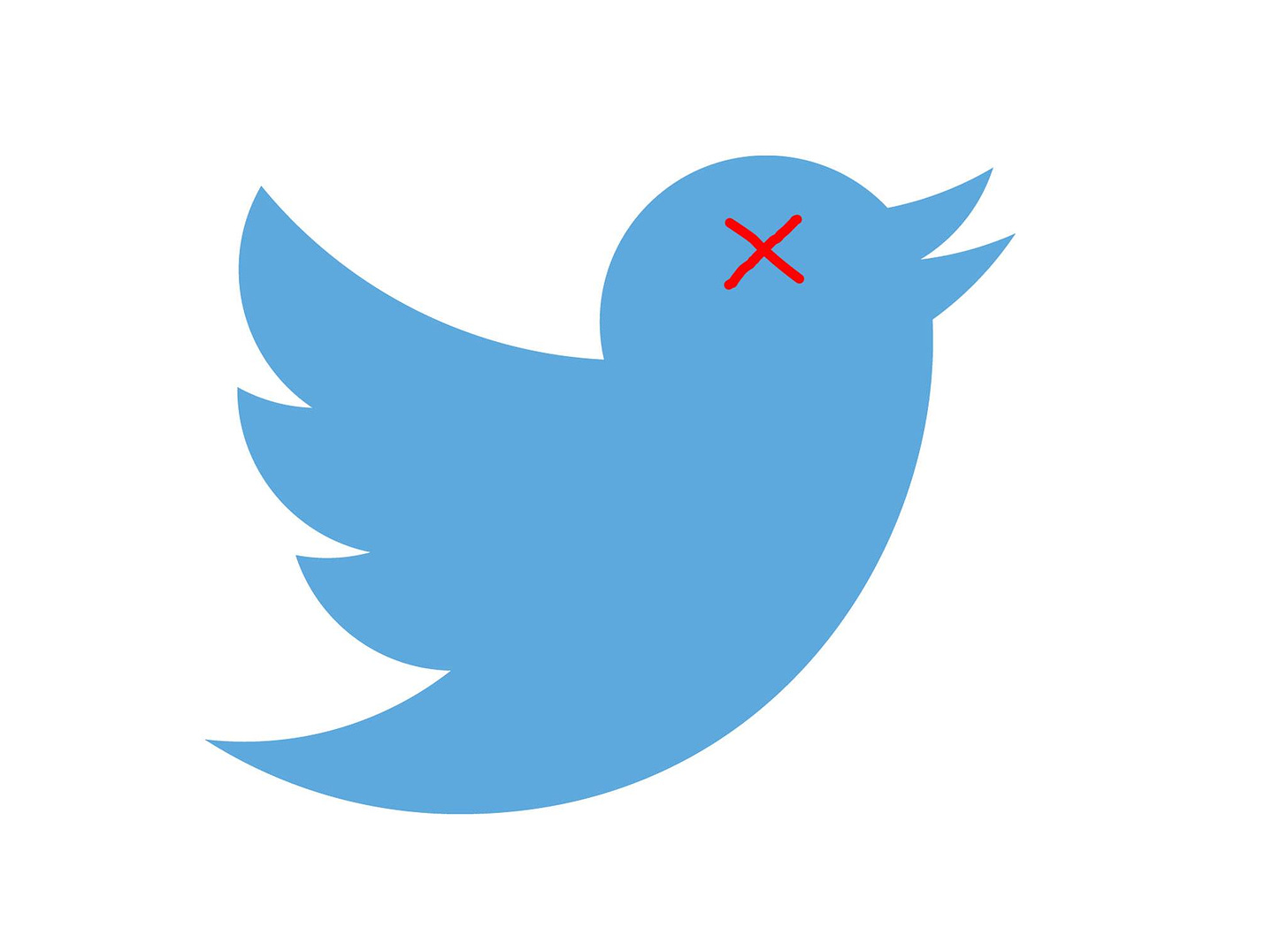 Twitter logo with red x on eye