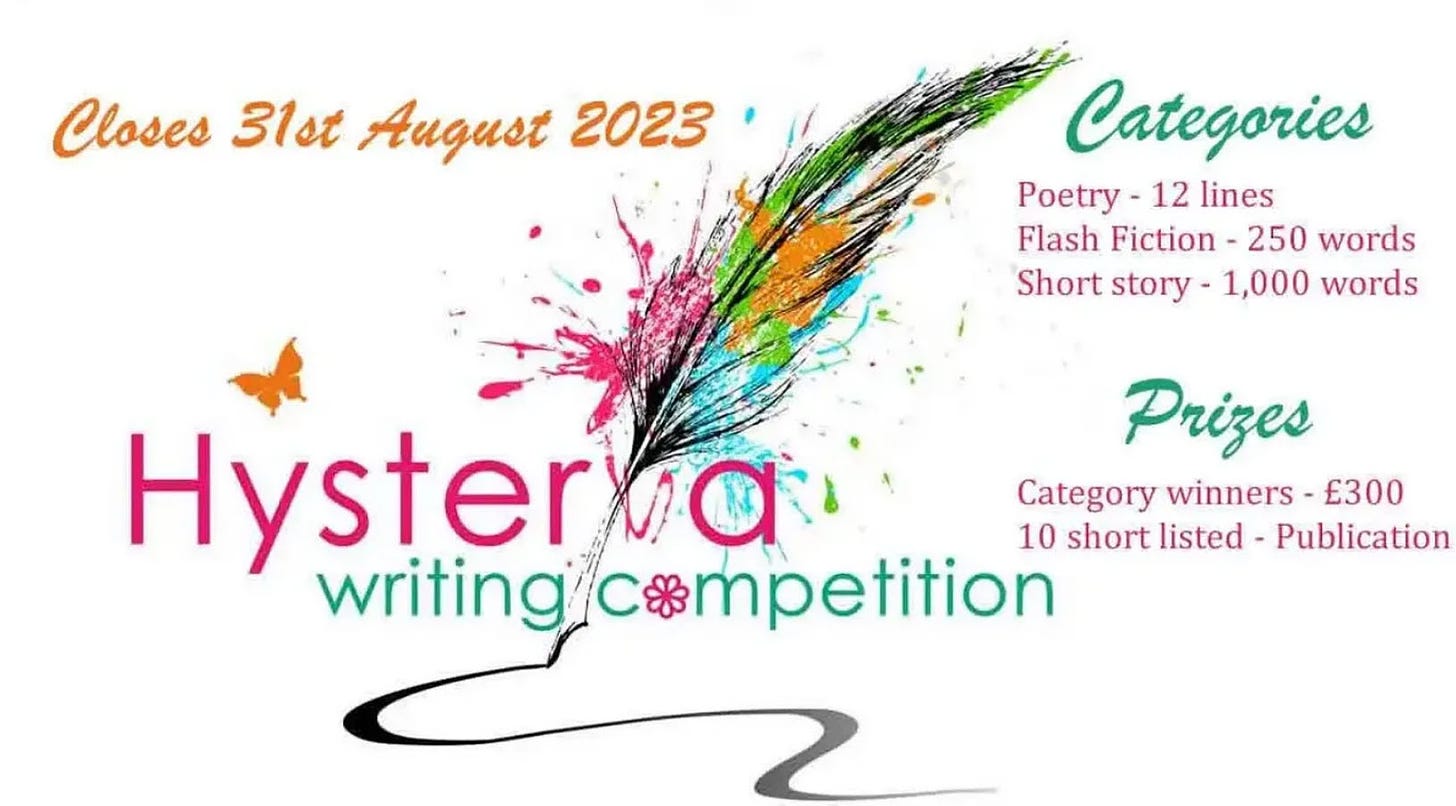 hysteria writing competition advert