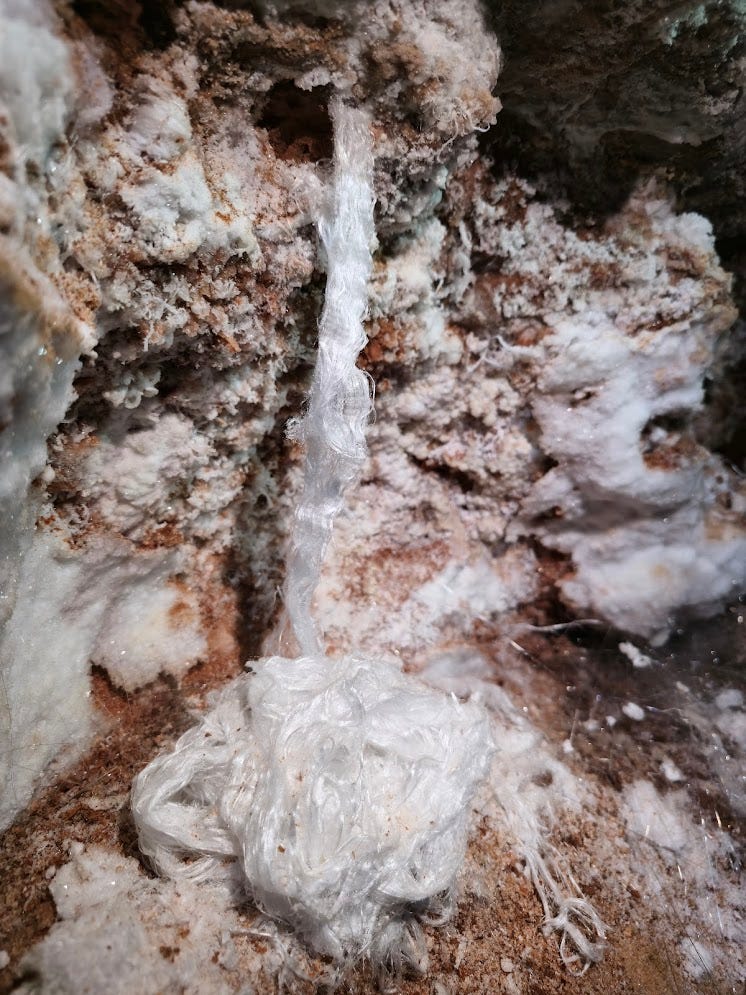 A gypsum rock formation that looks like a braided rope