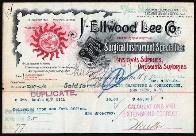 Invoice from J. Ellwood Lee Company