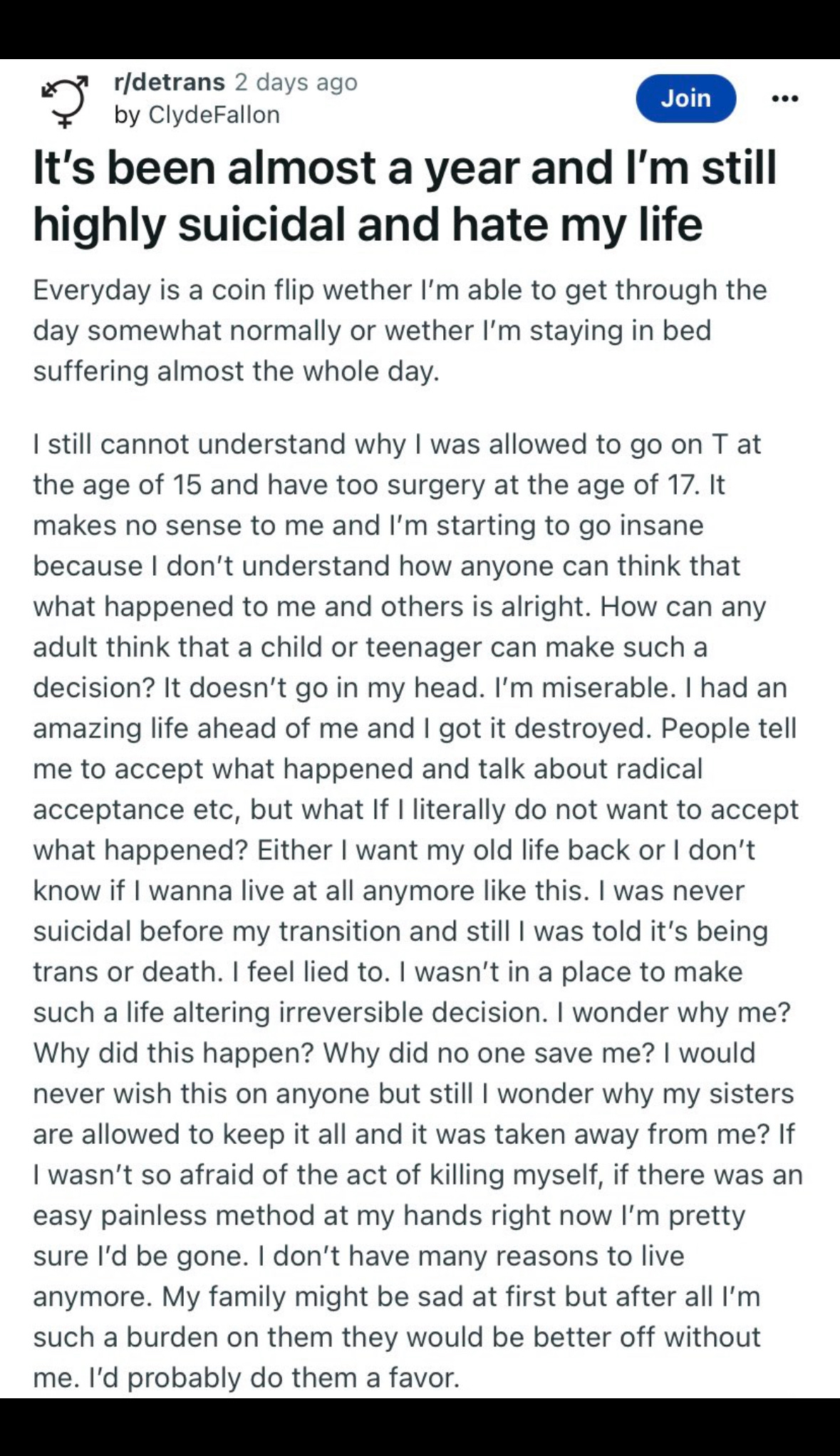 Suicidal Detransitioner Tells Nightmare of Life After Transgender Surgery thumbnail