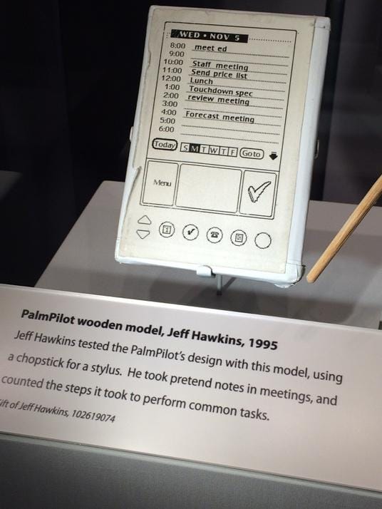 Tom Eisenmann on X: "Inspiration for product managers - @ComputerHistory  Museum exhibit of wooden Palm Pilot prototype http://t.co/78Vb4tEOKA" / X