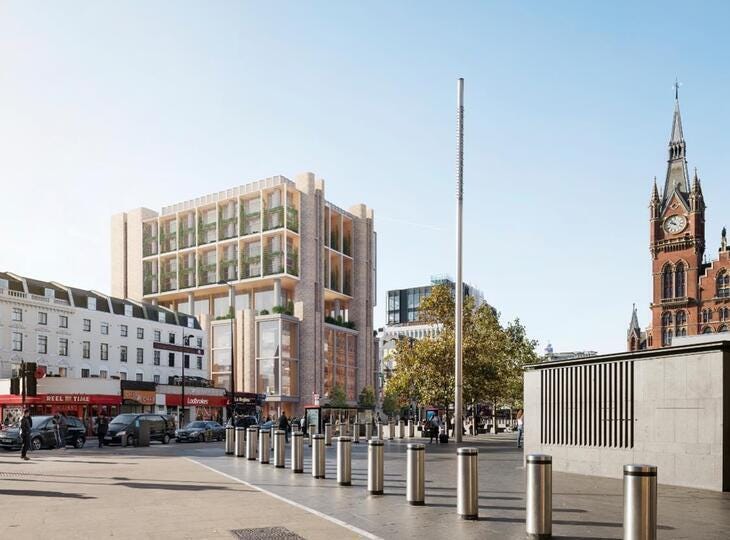 A new building in King's Cross which does not have Oasis on the roof