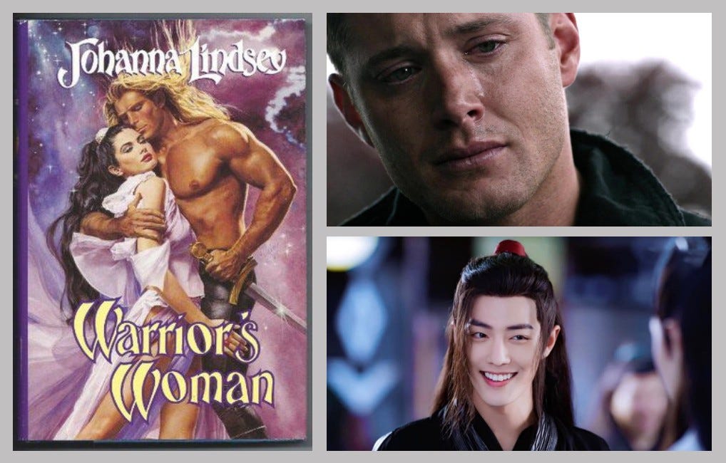 Wei Wuxian from MDZS, Fabio from romance novel covers, and Dean Winchester from Supernatural.
