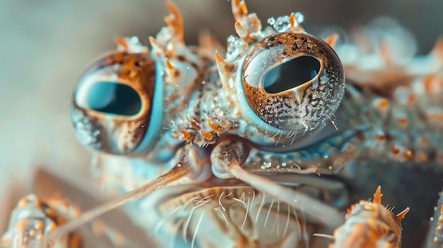 Amazing closeup of a mantis shrimps eyes The mantis shrimp has incredible  vision being able to see colors that humans cant even imagine | Premium  AI-generated image