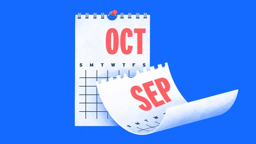Sep Calendar page being torn off to make way for Oct.