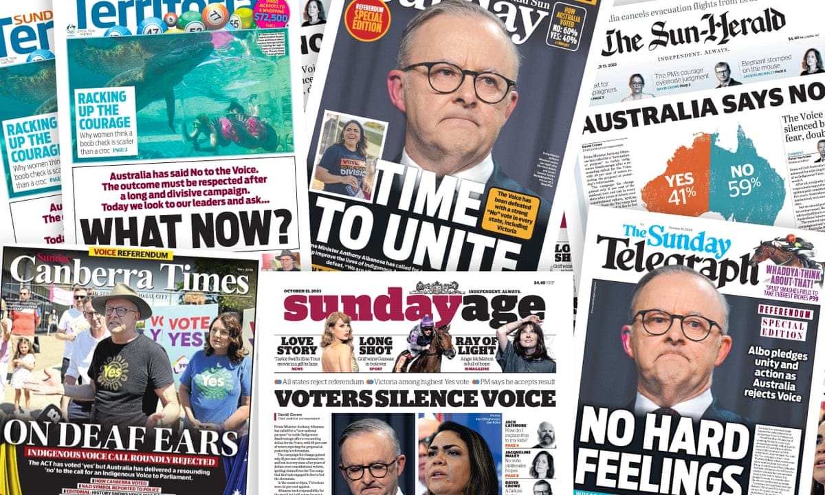 Crushing Indigenous hopes': how the media reacted to voice referendum loss  | Indigenous voice to parliament | The Guardian