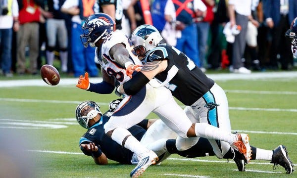 cam newton sacked super bowl 50