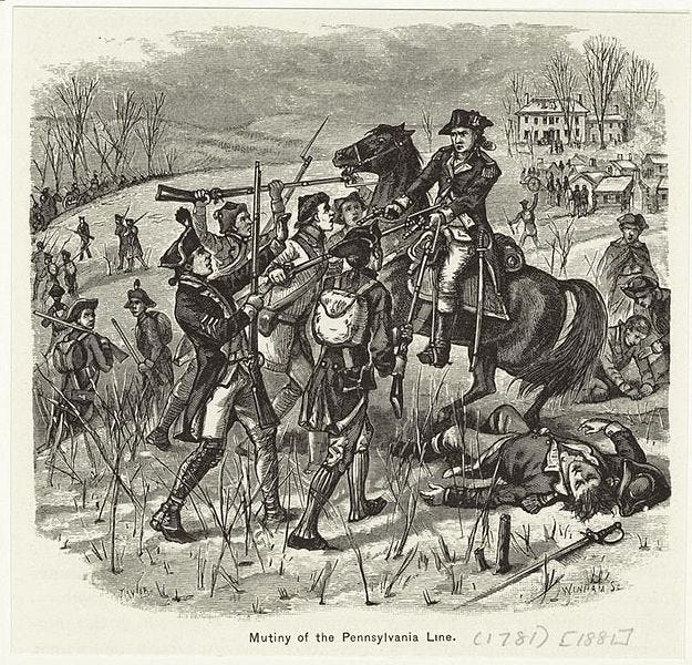 1881 Woodcut image illustrating the Mutiny of the Pennsylvania Line - from Wikipedia